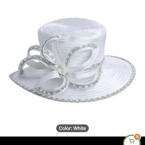 Elegant White Women's Hat with Rhinestone Accents